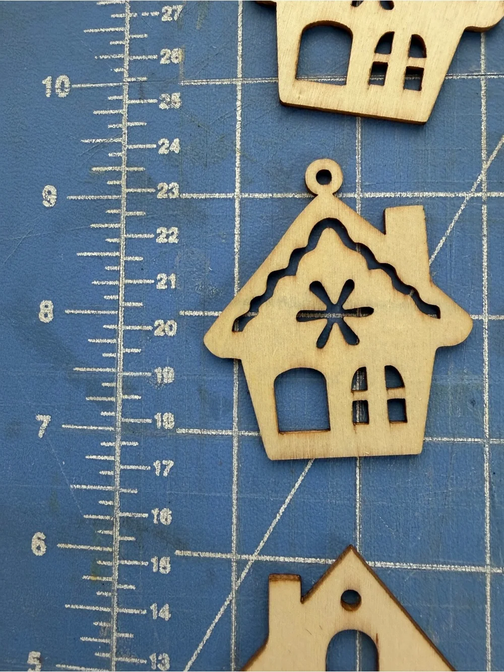Wooden Mini House ornaments- Natural Light Wood 28 pieces
